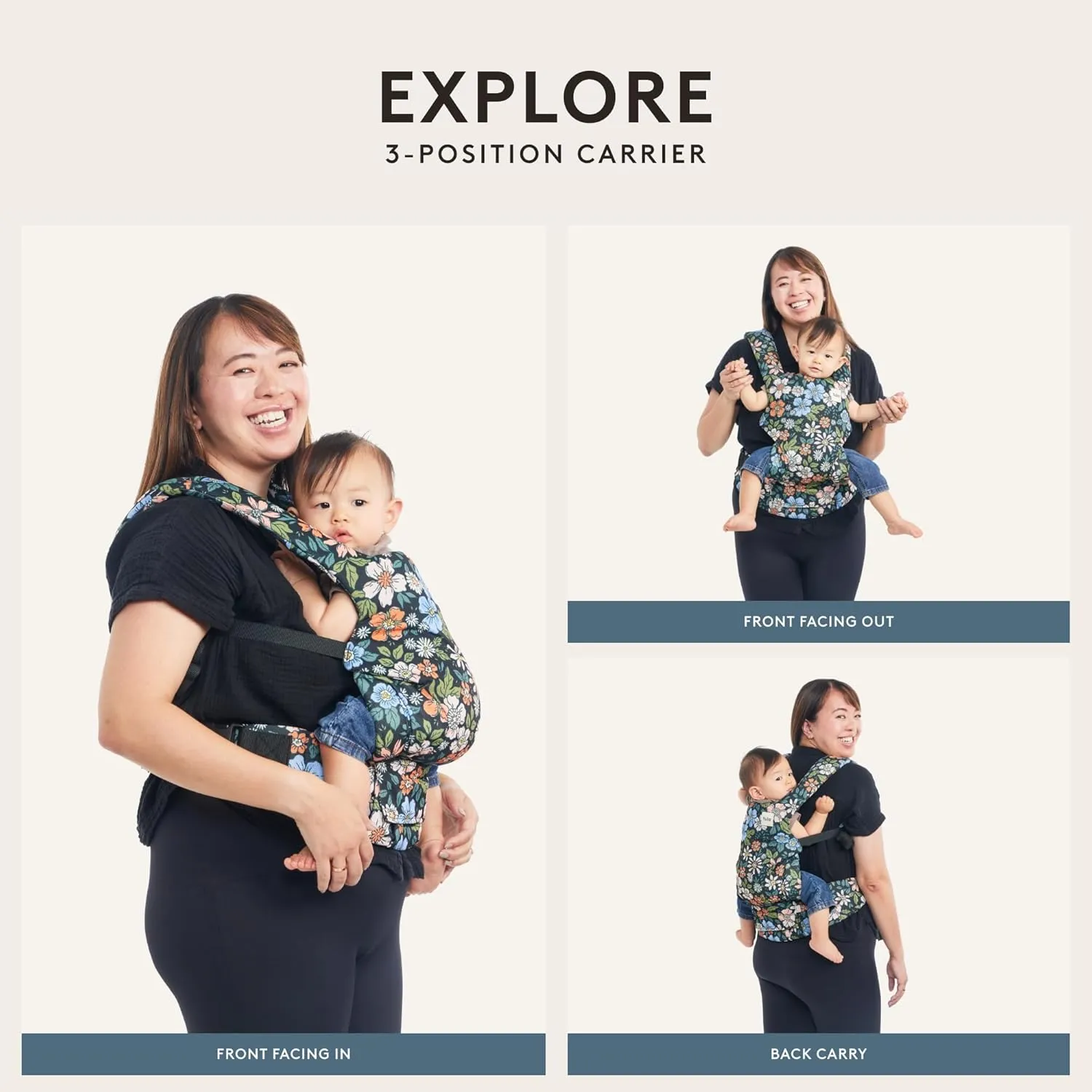 Baby Tula Explore Cotton Baby Carrier 7 – 45 lb, Adjustable Newborn to Toddler Carrier, Multiple Ergonomic Positions Front and Back, Soft and Supportive – Tula Coast, Folklore