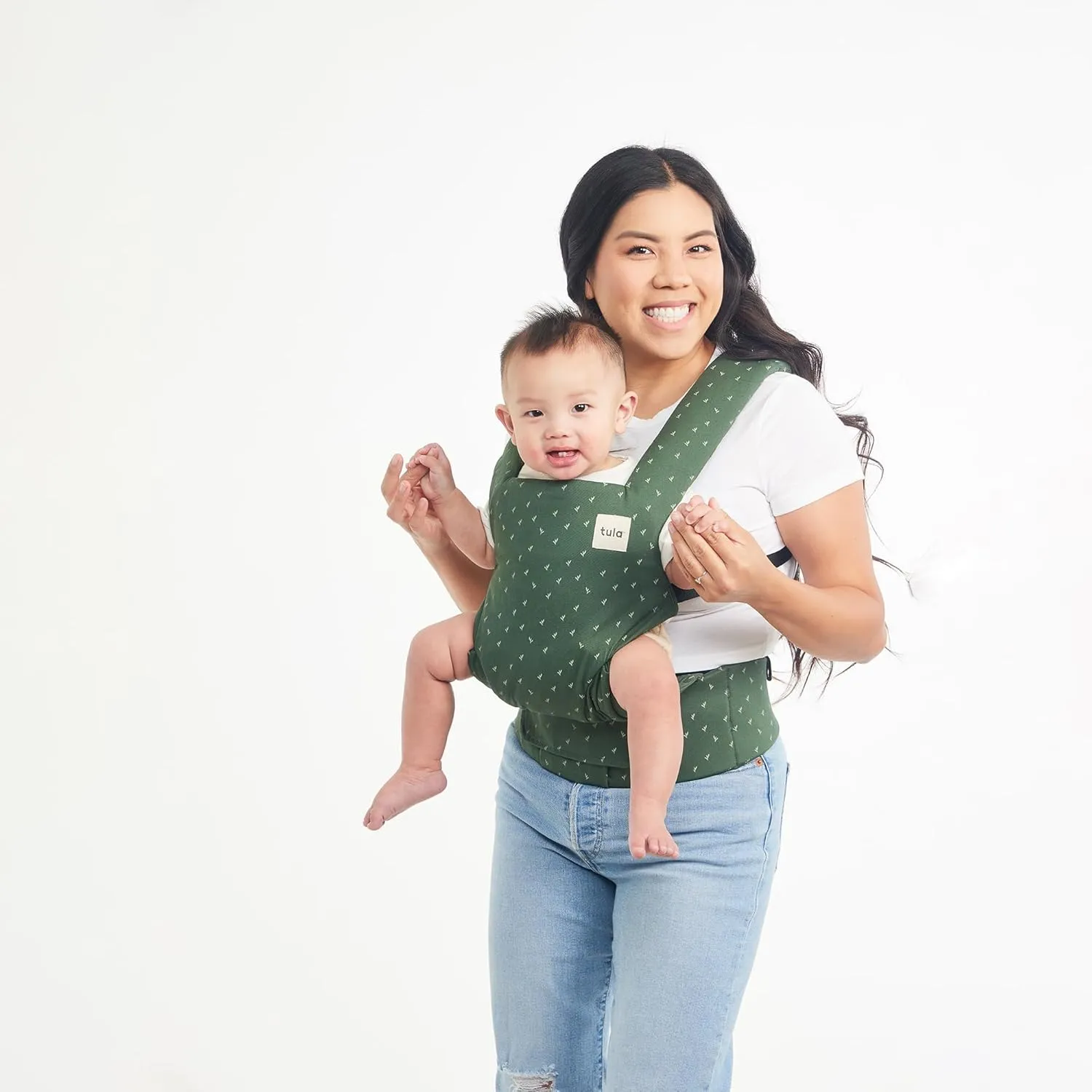Baby Tula Explore Cotton Baby Carrier 7 – 45 lb, Adjustable Newborn to Toddler Carrier, Multiple Ergonomic Positions Front and Back, Soft and Supportive – Tula Coast, Seedling