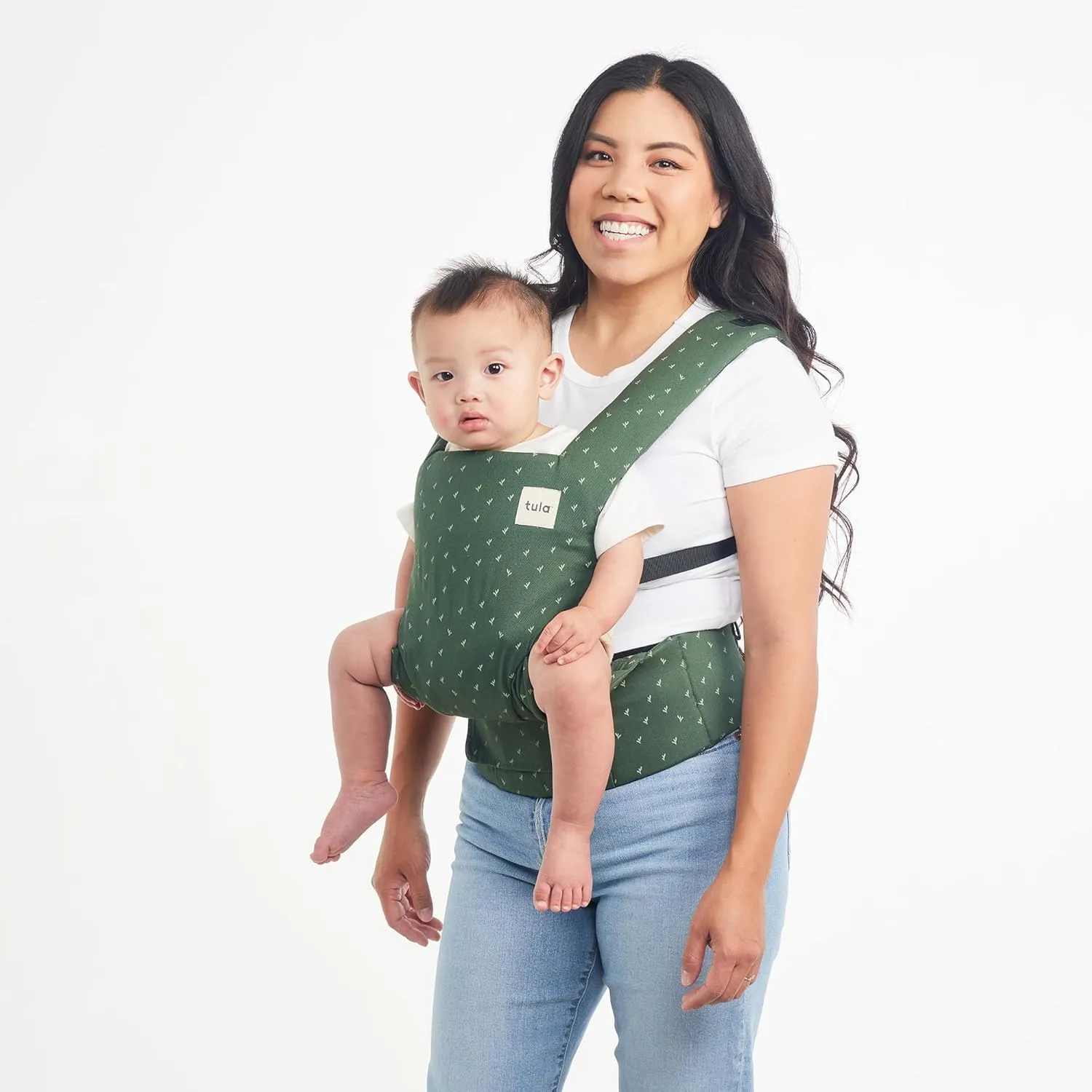 Baby Tula Explore Cotton Baby Carrier 7 – 45 lb, Adjustable Newborn to Toddler Carrier, Multiple Ergonomic Positions Front and Back, Soft and Supportive – Tula Coast, Seedling