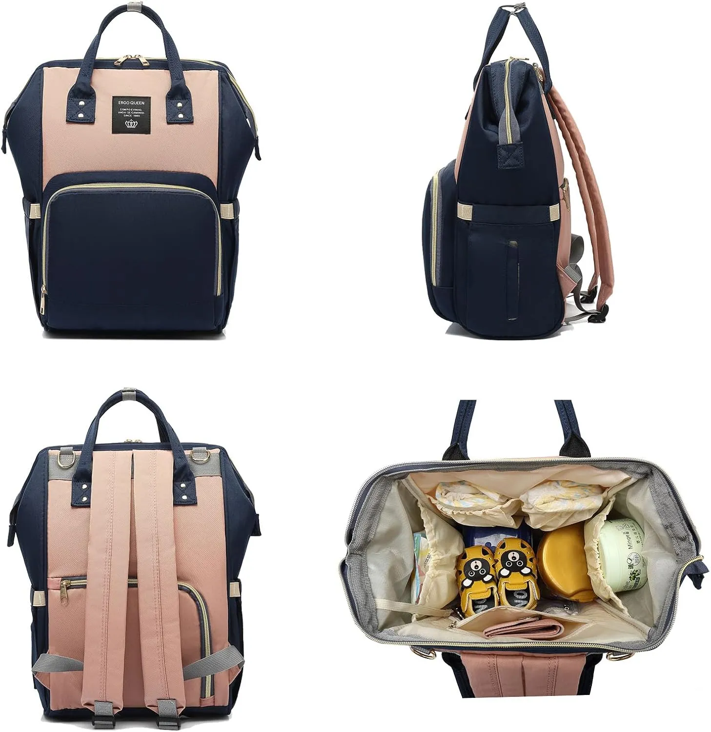 Backpack Diaper Bag with Changing Station, Multi function Boys Girls Baby Backpack for Mom Dad, Unisex Travel Essentials Tote, Waterproof Wet Dry Bags, Baby Nursing Organizer Pouches, Navy