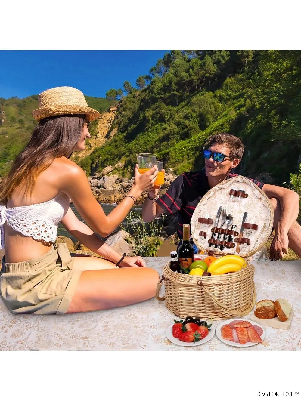 BagForLove - Handwoven Wicker Basket Gift Set for Couples