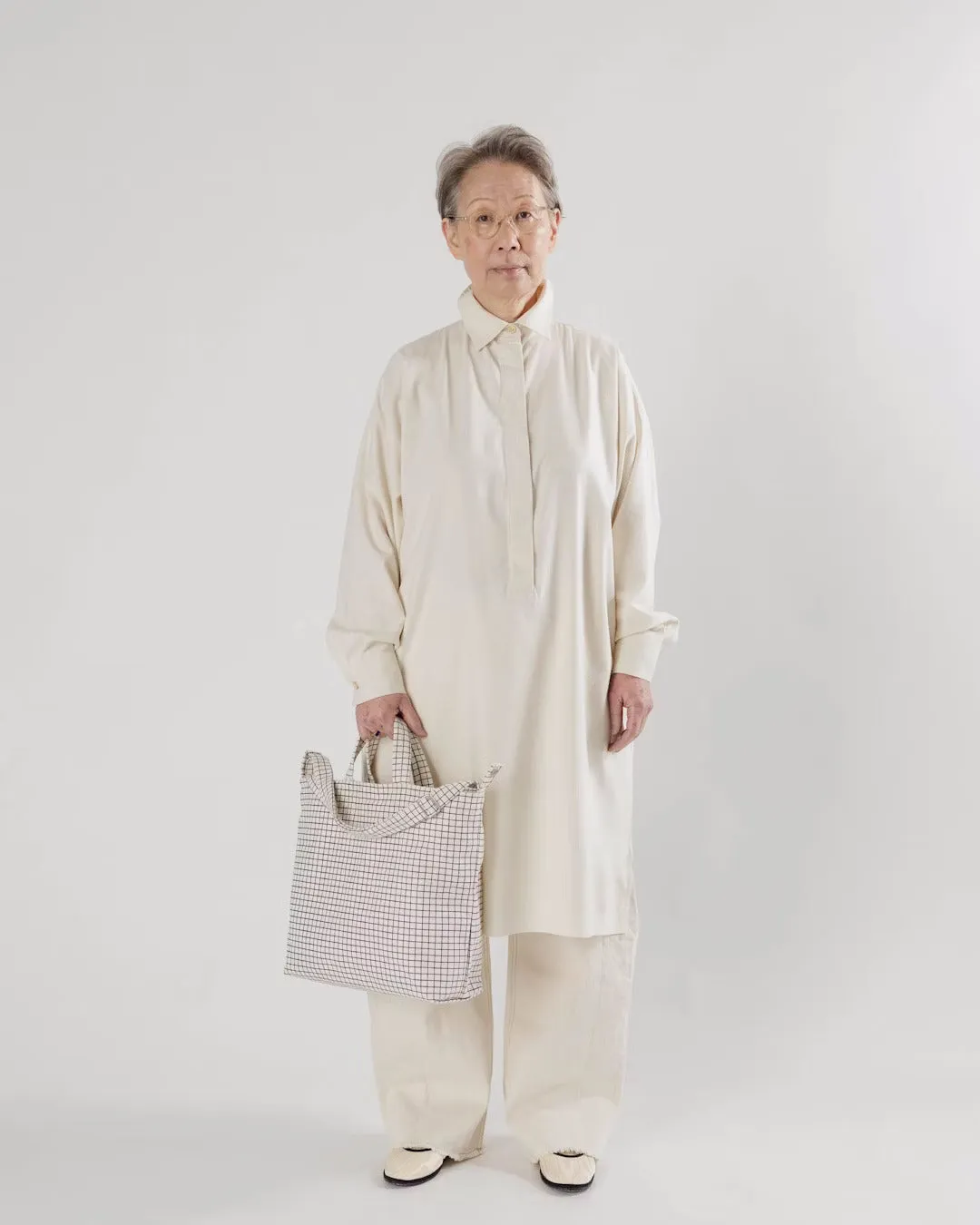 Baggu Horizontal Zip Duck Bag - Natural Grid
