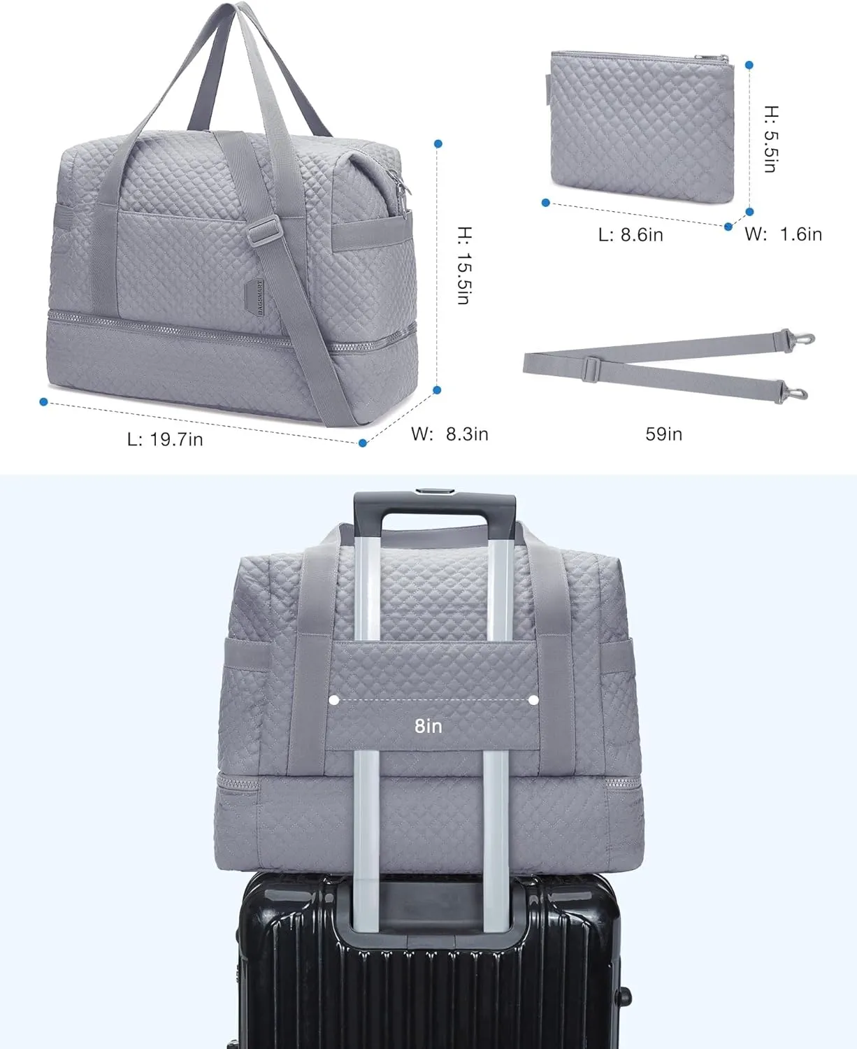 BAGSMART Large Gym Bag with Yoga Mat Buckle, Weekender Overnight Bag for Women, Travel Duffle Bag for Travel Essentials, Carry On Tote Bag Hospital Bag for Labor and Delivery