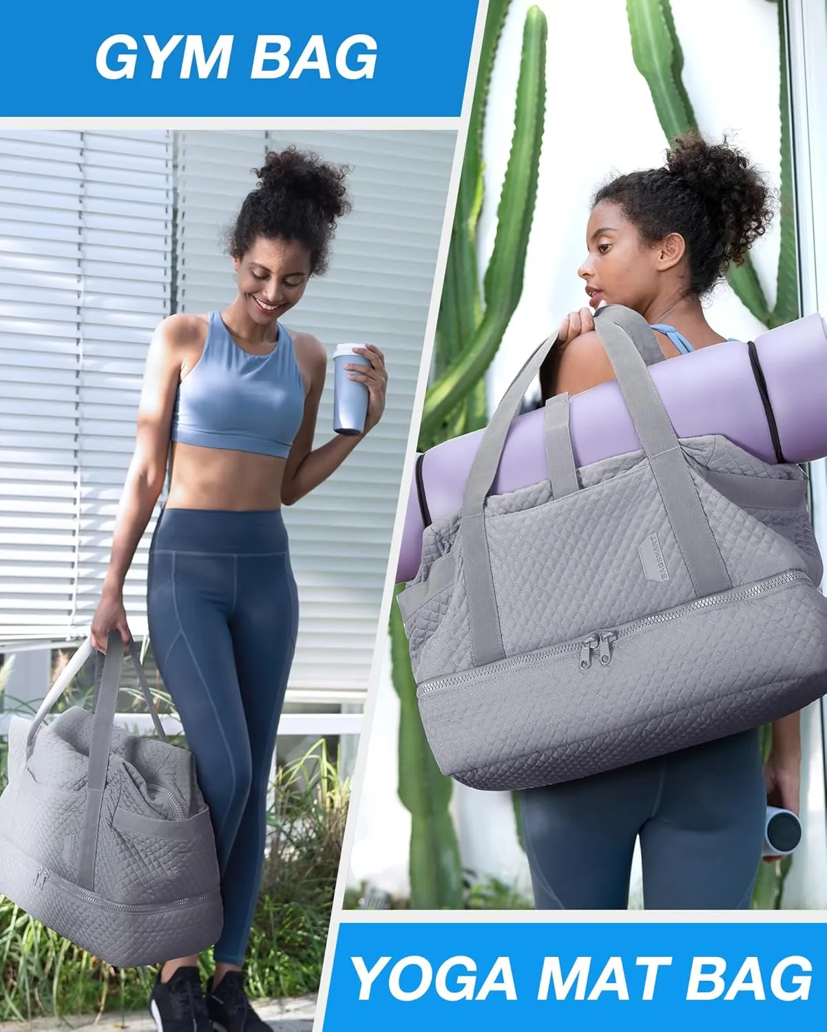 BAGSMART Large Gym Bag with Yoga Mat Buckle, Weekender Overnight Bag for Women, Travel Duffle Bag for Travel Essentials, Carry On Tote Bag Hospital Bag for Labor and Delivery