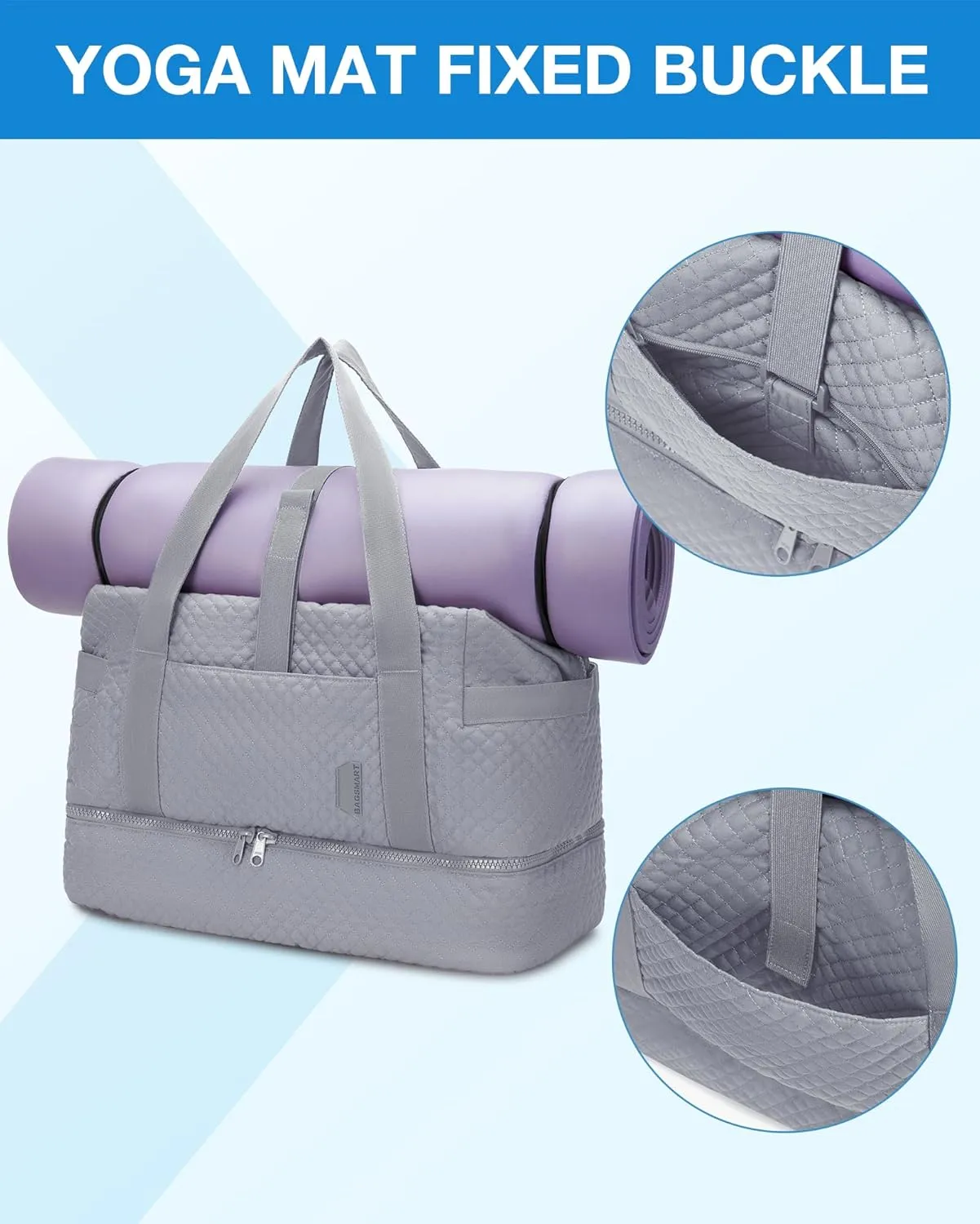 BAGSMART Large Gym Bag with Yoga Mat Buckle, Weekender Overnight Bag for Women, Travel Duffle Bag for Travel Essentials, Carry On Tote Bag Hospital Bag for Labor and Delivery