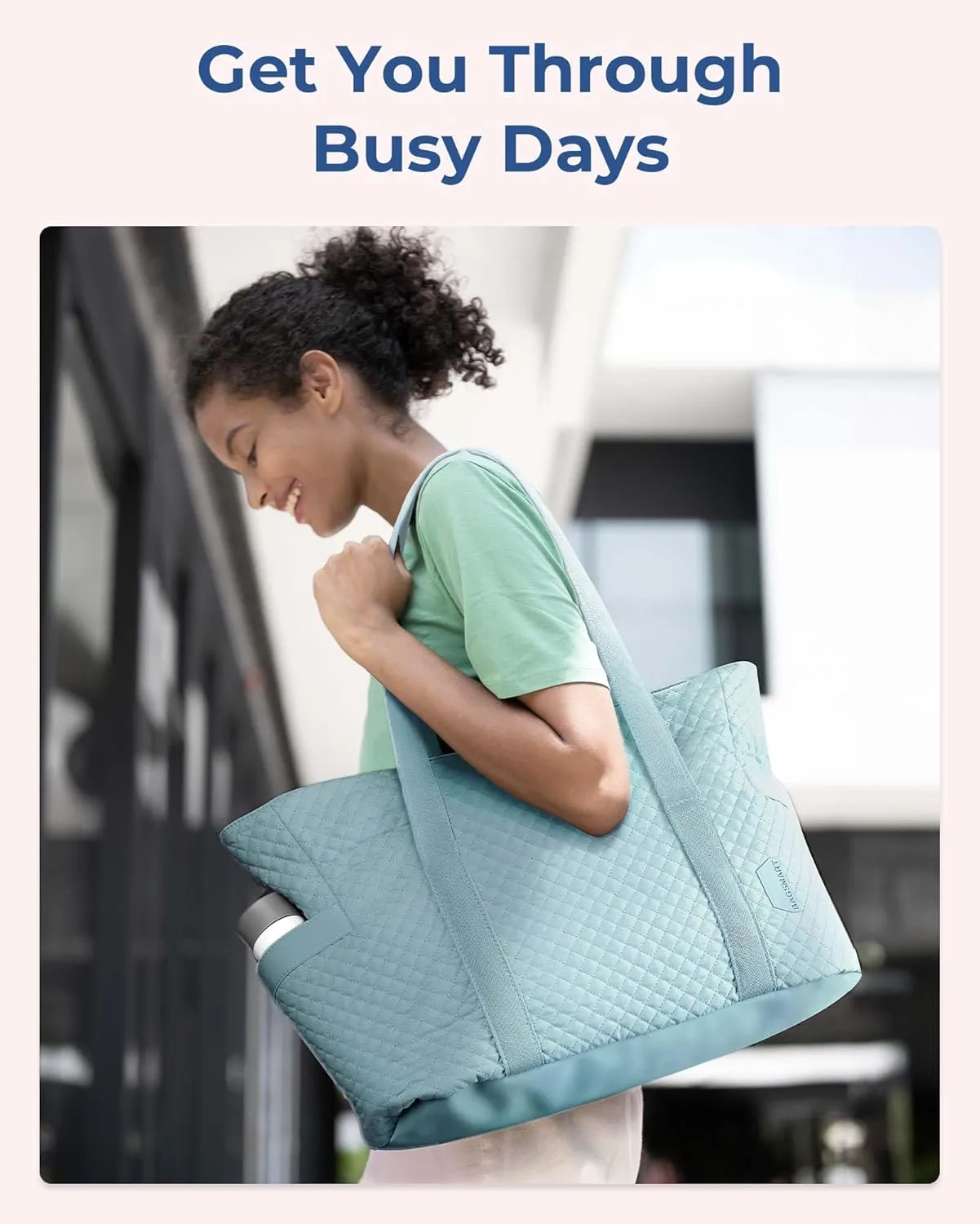 BAGSMART Large Tote Bag For Women, Travel Shoulder Bag Top Handle Handbag with Yoga Mat Buckle for Gym, Work, Travel