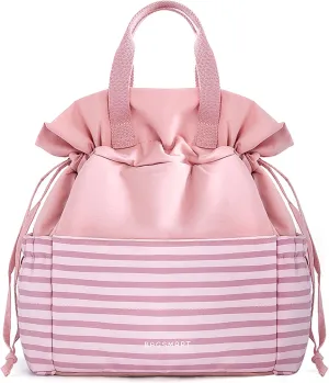 BAGSMART Lunch Bag Women Cute Lunch Box Drawstring Tote Cooler with Multi-Pockets Cinch Closure Insulated Tote for Work, Office, Outdoors