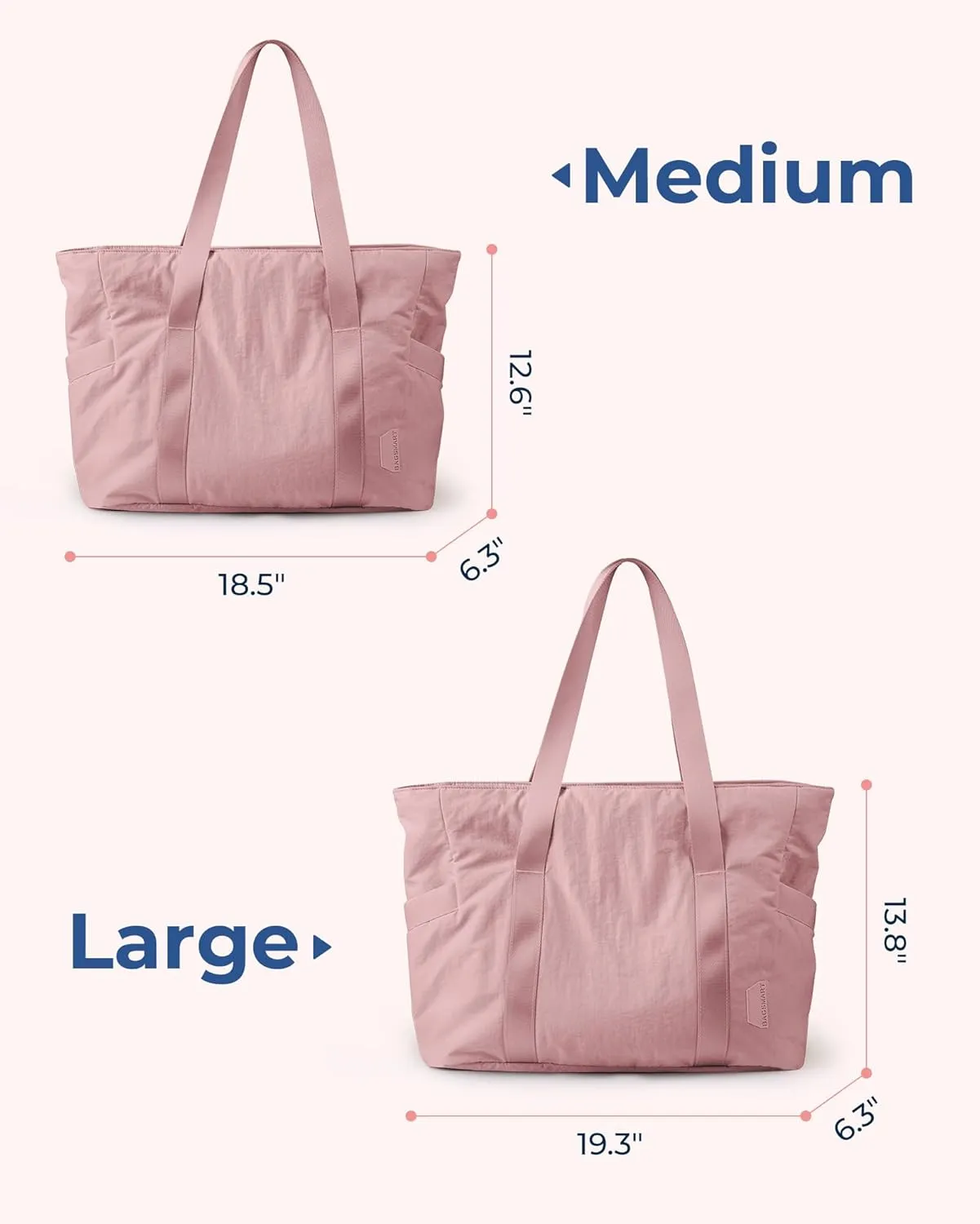 BAGSMART Tote Bag for Women with Zipper, Gym Tote with Compartments, Work Tote Nurse Dance Yoga Bag for Sport, Travel