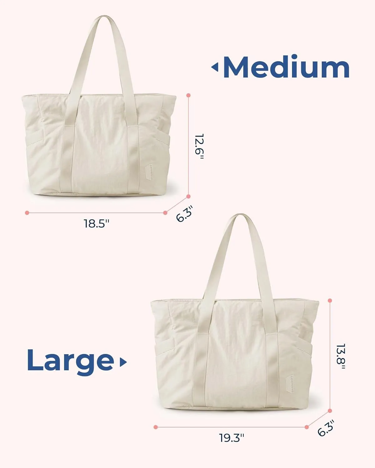 BAGSMART Tote Bag for Women with Zipper, Gym Tote with Compartments, Work Tote Nurse Dance Yoga Bag for Sport, Travel