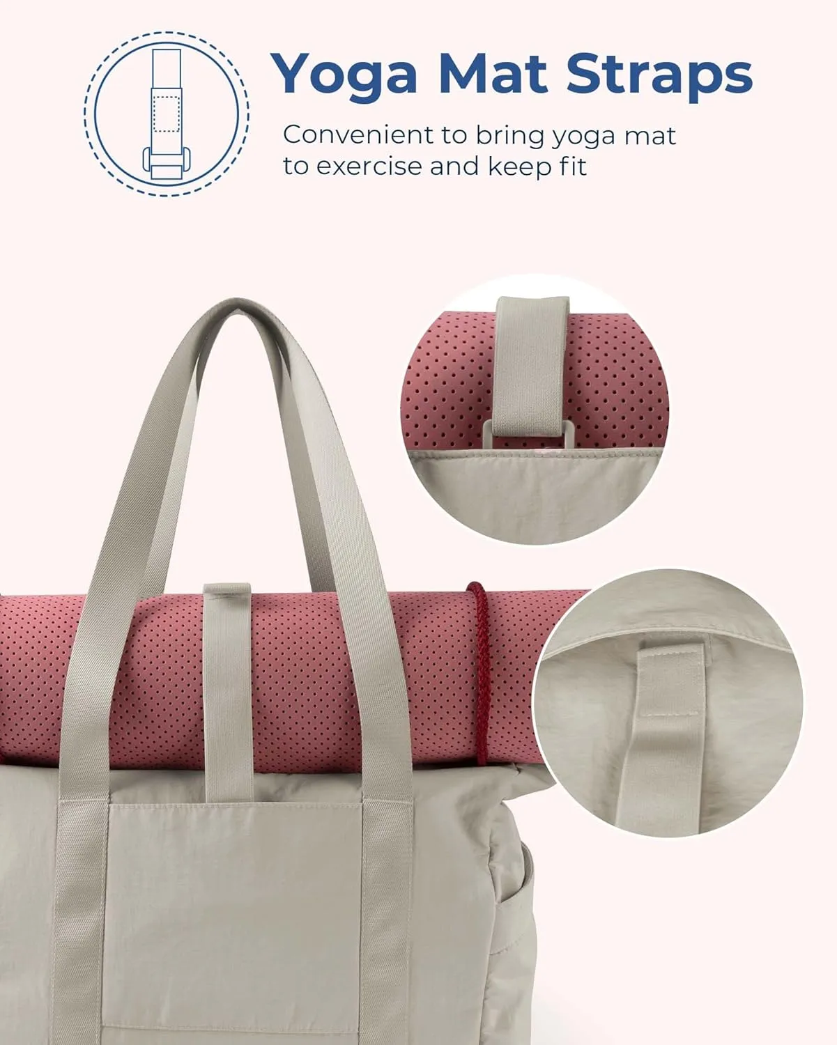 BAGSMART Tote Bag for Women with Zipper, Gym Tote with Compartments, Work Tote Nurse Dance Yoga Bag for Sport, Travel