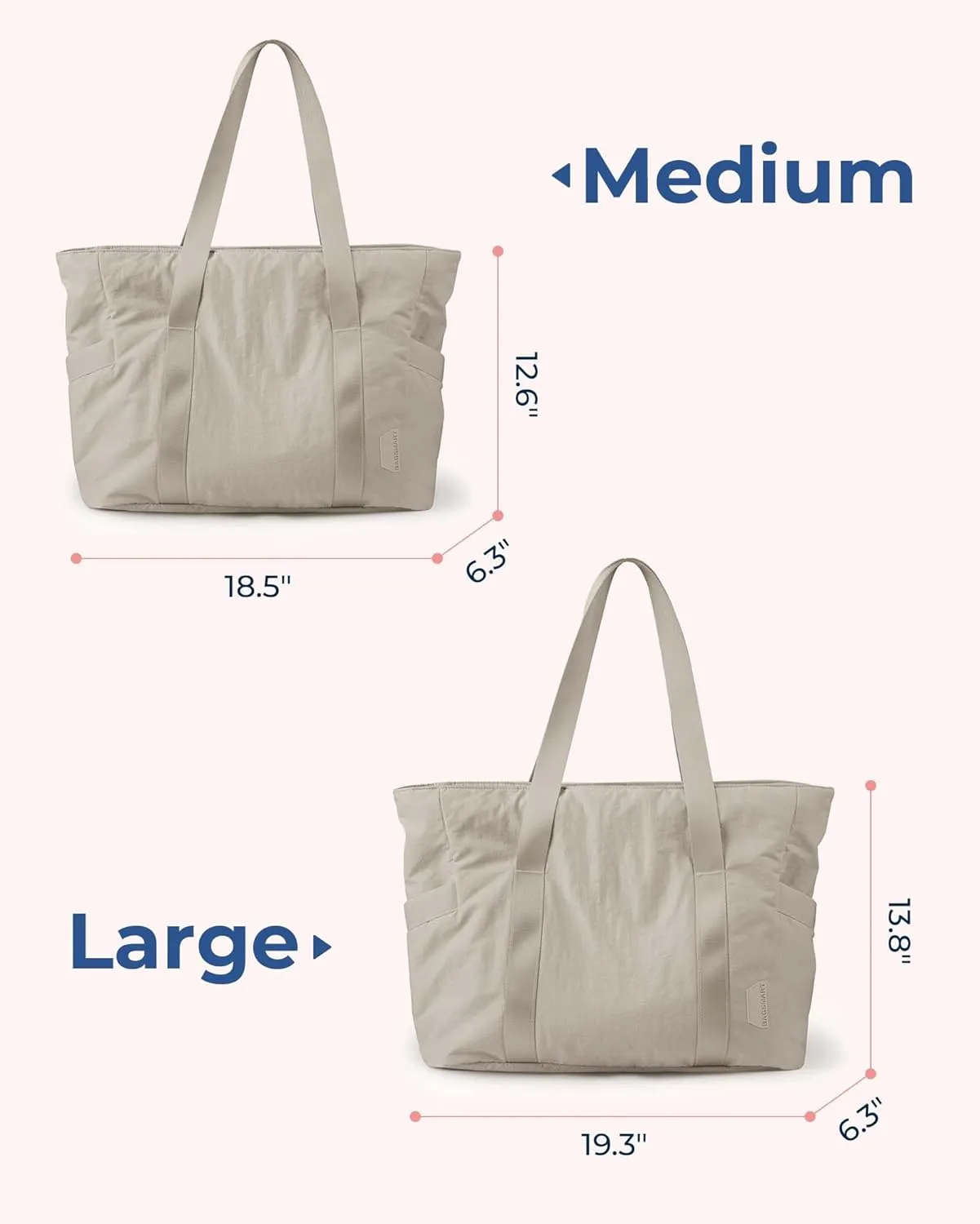BAGSMART Tote Bag for Women with Zipper, Gym Tote with Compartments, Work Tote Nurse Dance Yoga Bag for Sport, Travel