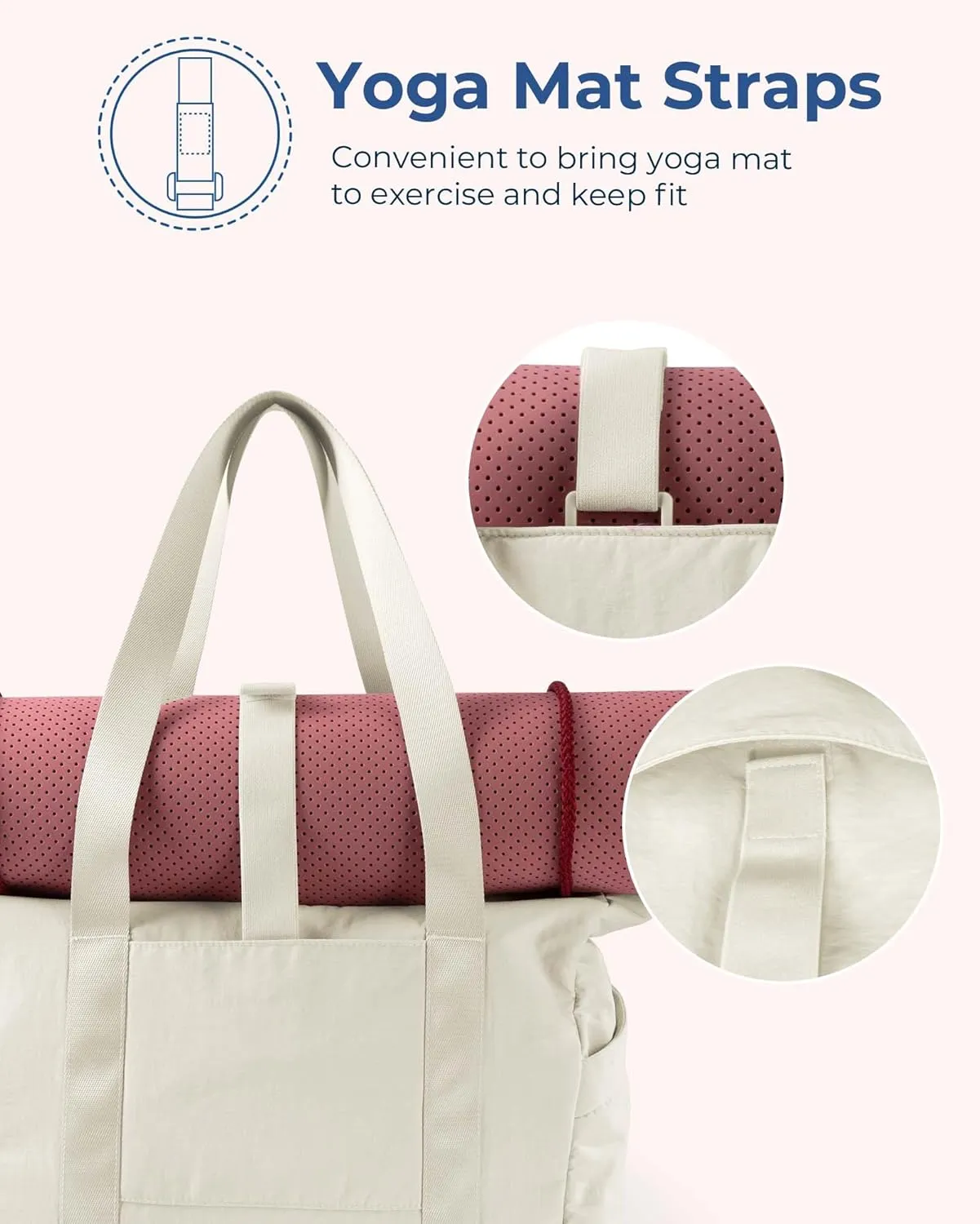 BAGSMART Tote Bag for Women with Zipper, Gym Tote with Compartments, Work Tote Nurse Dance Yoga Bag for Sport, Travel
