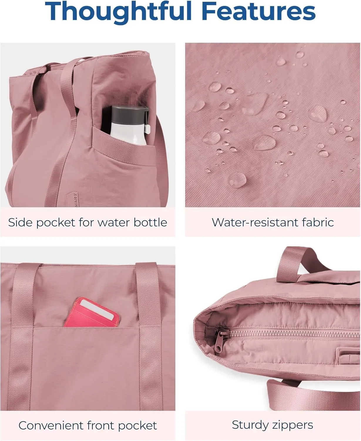 BAGSMART Tote Bag for Women with Zipper, Gym Tote with Compartments, Work Tote Nurse Dance Yoga Bag for Sport, Travel