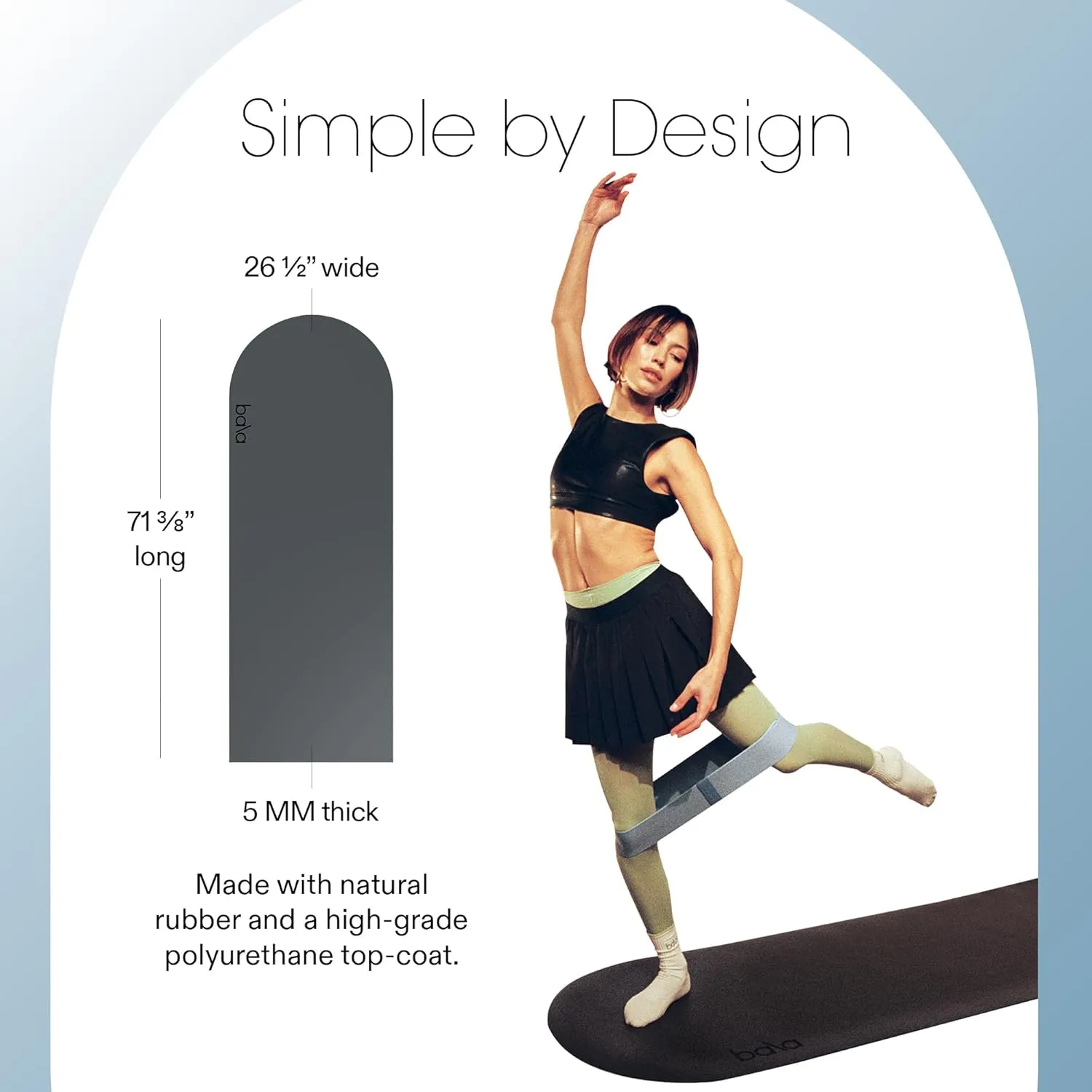 Bala Yoga Mat for Home Gym - Non Slip Exercise Mat for Home Workout, Stretching, Pilates, Aerobics & Floor & Fitness Work Out - Indoor Exercising Mat