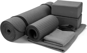 BalanceFrom 7-Piece Set - Include Yoga Mat with Carrying Strap, 2 Yoga Blocks, Yoga Mat Towel, Yoga Hand Towel, Yoga Strap and Yoga Knee Pad, Multiple Colors