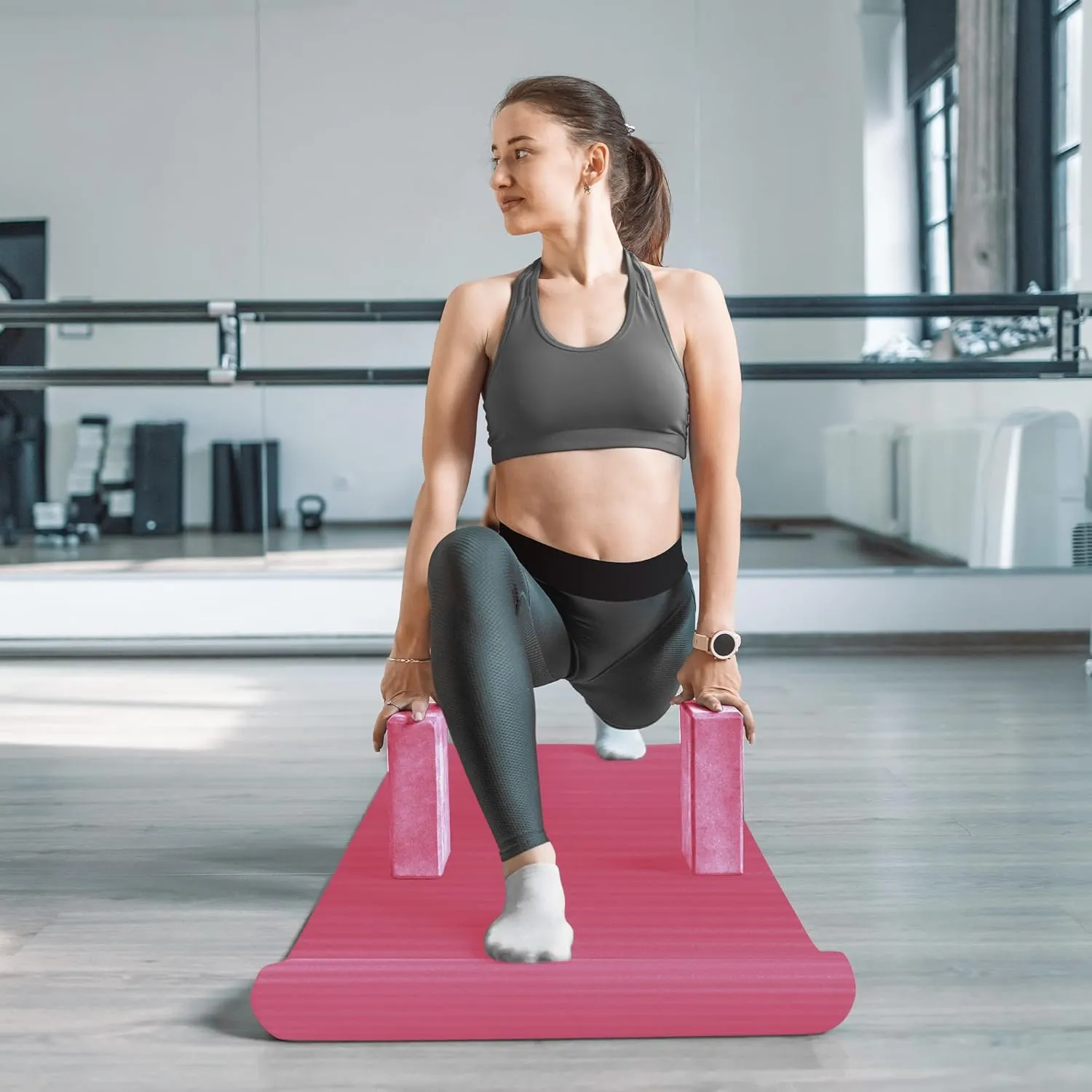 BalanceFrom 7-Piece Set - Include Yoga Mat with Carrying Strap, 2 Yoga Blocks, Yoga Mat Towel, Yoga Hand Towel, Yoga Strap and Yoga Knee Pad, Multiple Colors