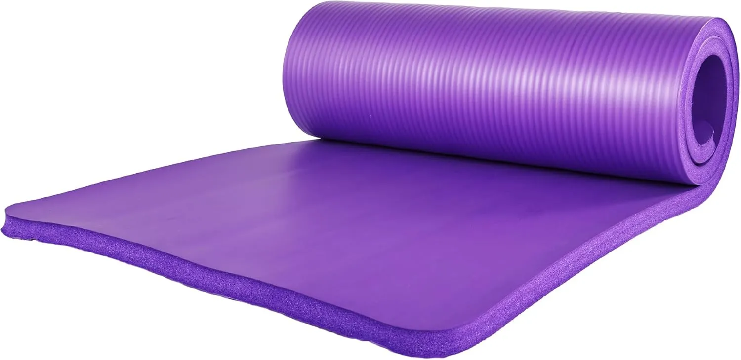 BalanceFrom Fitness 7-Piece Home Gym Yoga Set with 1-Inch Thick Yoga Mat, 2 Yoga Blocks, Mat Towel, Hand Towel, Stretch Strap & Knee Pad, Blue