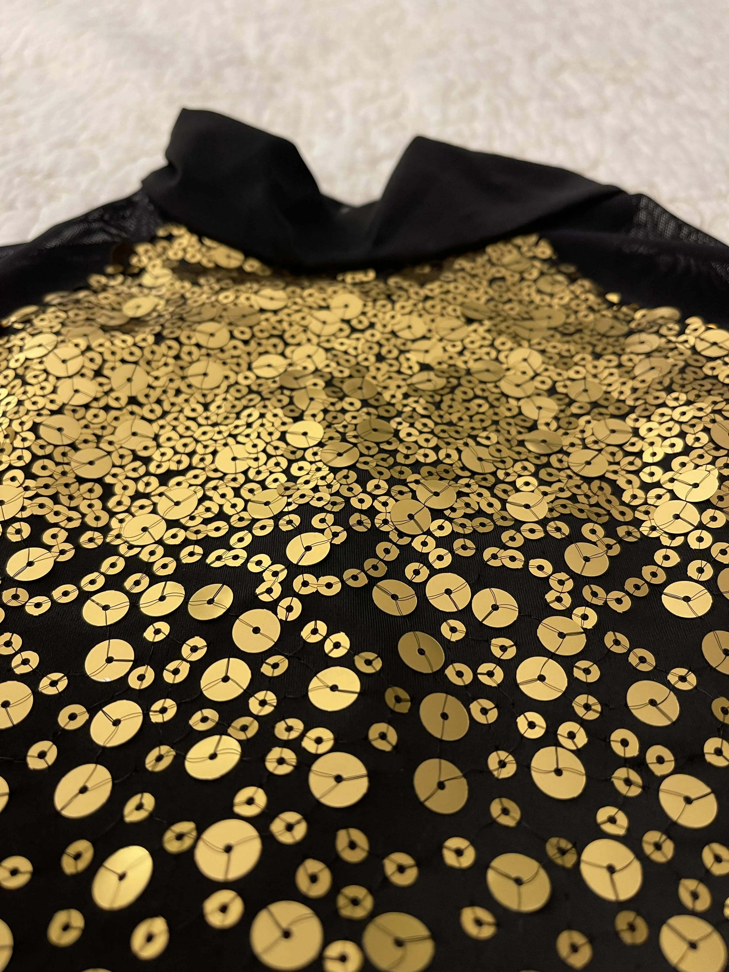 Balera Jazz Dance Costume. Black With Gold Sequin. Size: Large Child.