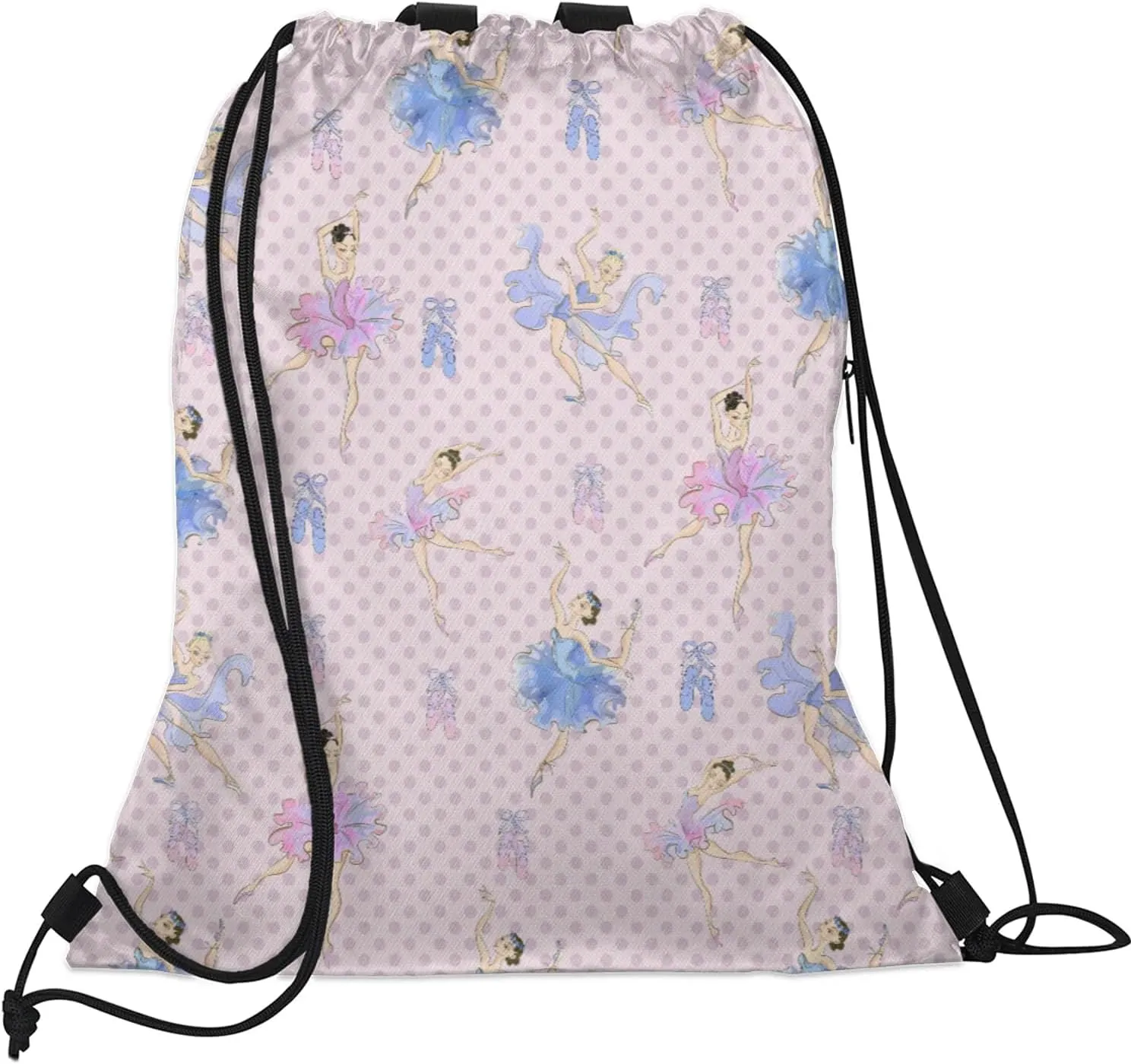 Ballet Drawstring Backpack String Bag, Waterproof Sports Gym Swim Sackpack with Mesh Pocket for Men Women