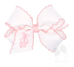 Ballet Slippers Grosgrain Moonstitch Pink/Wht - Medium