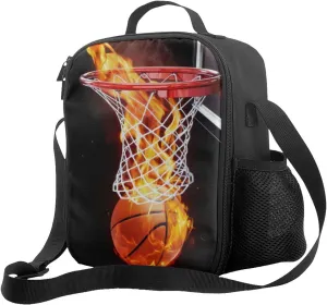 Basketball Lunch Bag for Boys, Insulated Lunch Bag for Adult Teens Girls, Reusable Portable Lunch Box Cooler Tote Waterproof Lunch Container for School Office Picnic