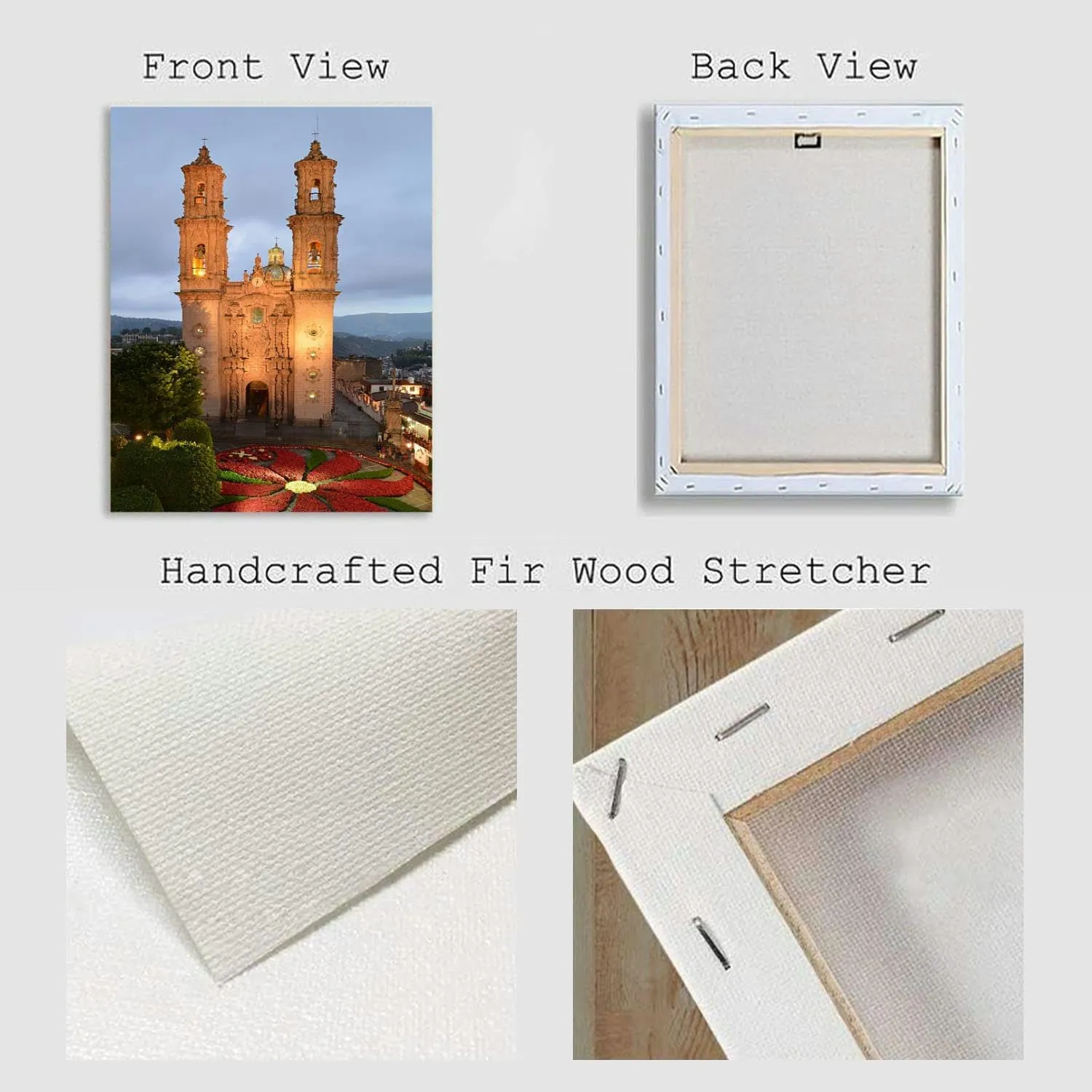 Bathroom Wall Art Taxco town square the evening Mexico Pictures Wall Decor Framed Canvas Wall Art for Bedroom Artwork Paintings Living Room Kitchen Farmhouse 16x20