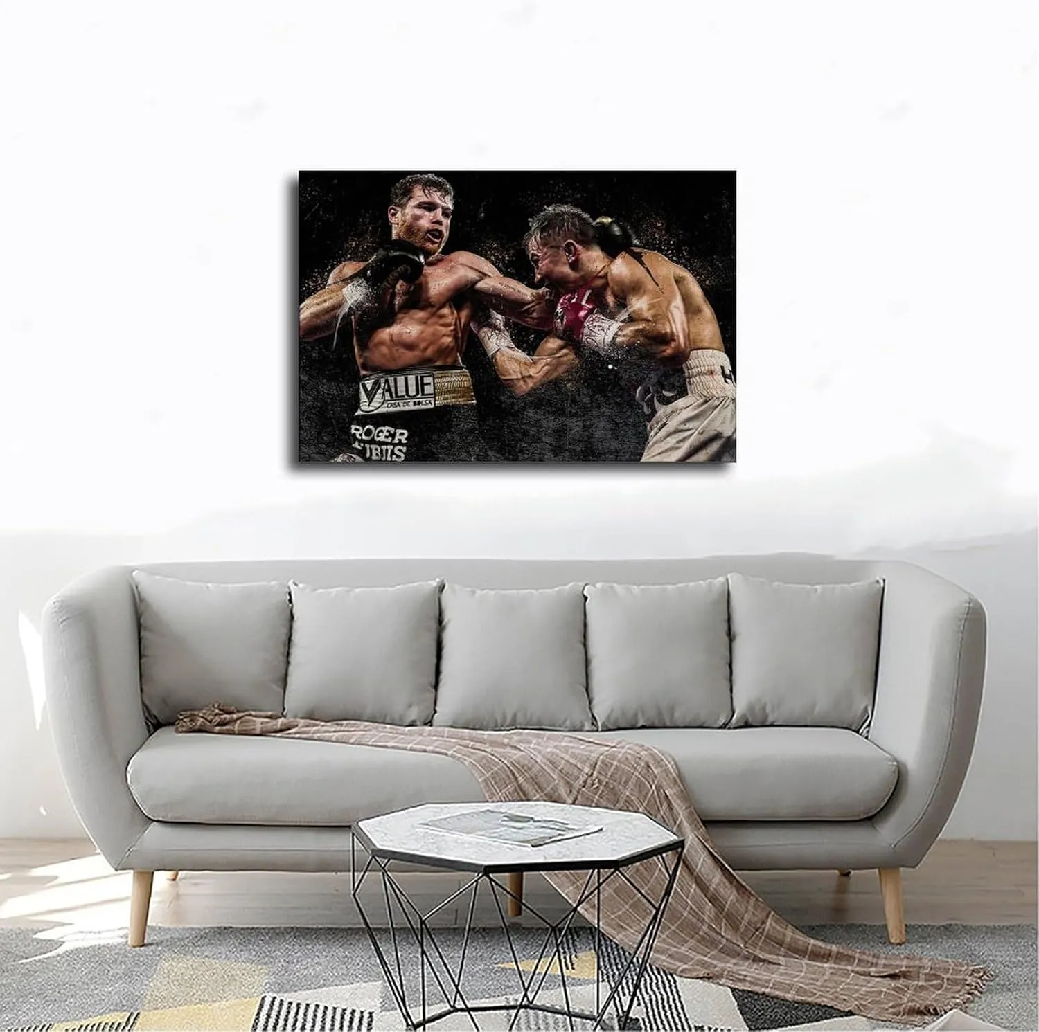 BAVIEN Canelo Álvarez VS Gennady Golovkin Poster Boxing Picture Canvas Poster Wall Art Decor Print Picture Paintings for Living Room Bedroom Decoration Unframe:12x18inch(30x45cm)