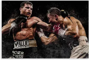 BAVIEN Canelo Álvarez VS Gennady Golovkin Poster Boxing Picture Canvas Poster Wall Art Decor Print Picture Paintings for Living Room Bedroom Decoration Unframe:12x18inch(30x45cm)