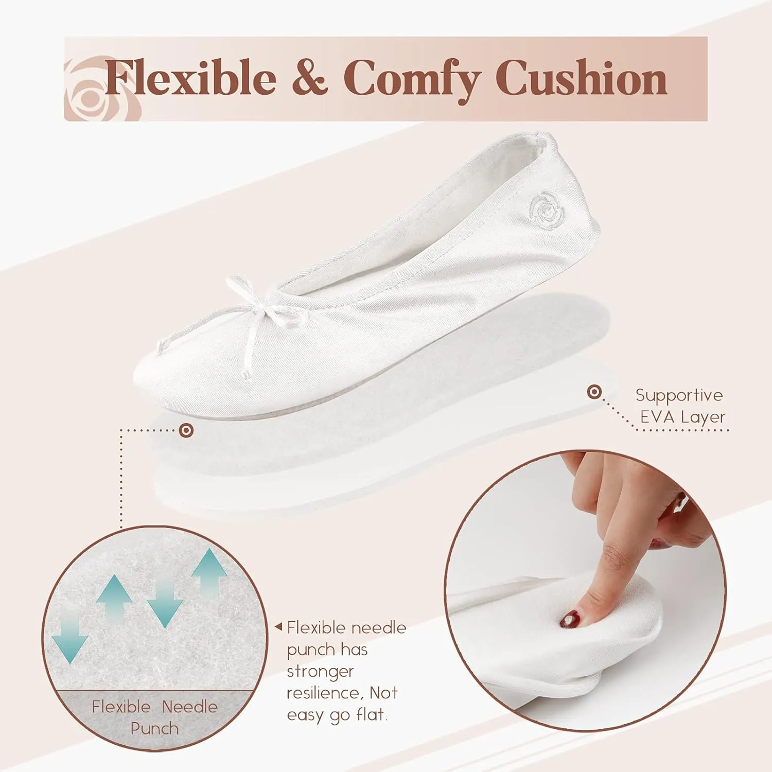 BCTEX COLL Women's Ballerina House Slippers with Bow, Ladies Satin Bedroom Slipper with Suede Sole Indoor