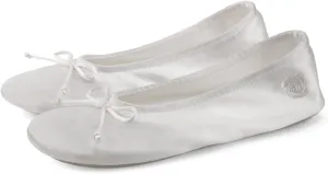 BCTEX COLL Women's Ballerina House Slippers with Bow, Ladies Satin Bedroom Slipper with Suede Sole Indoor