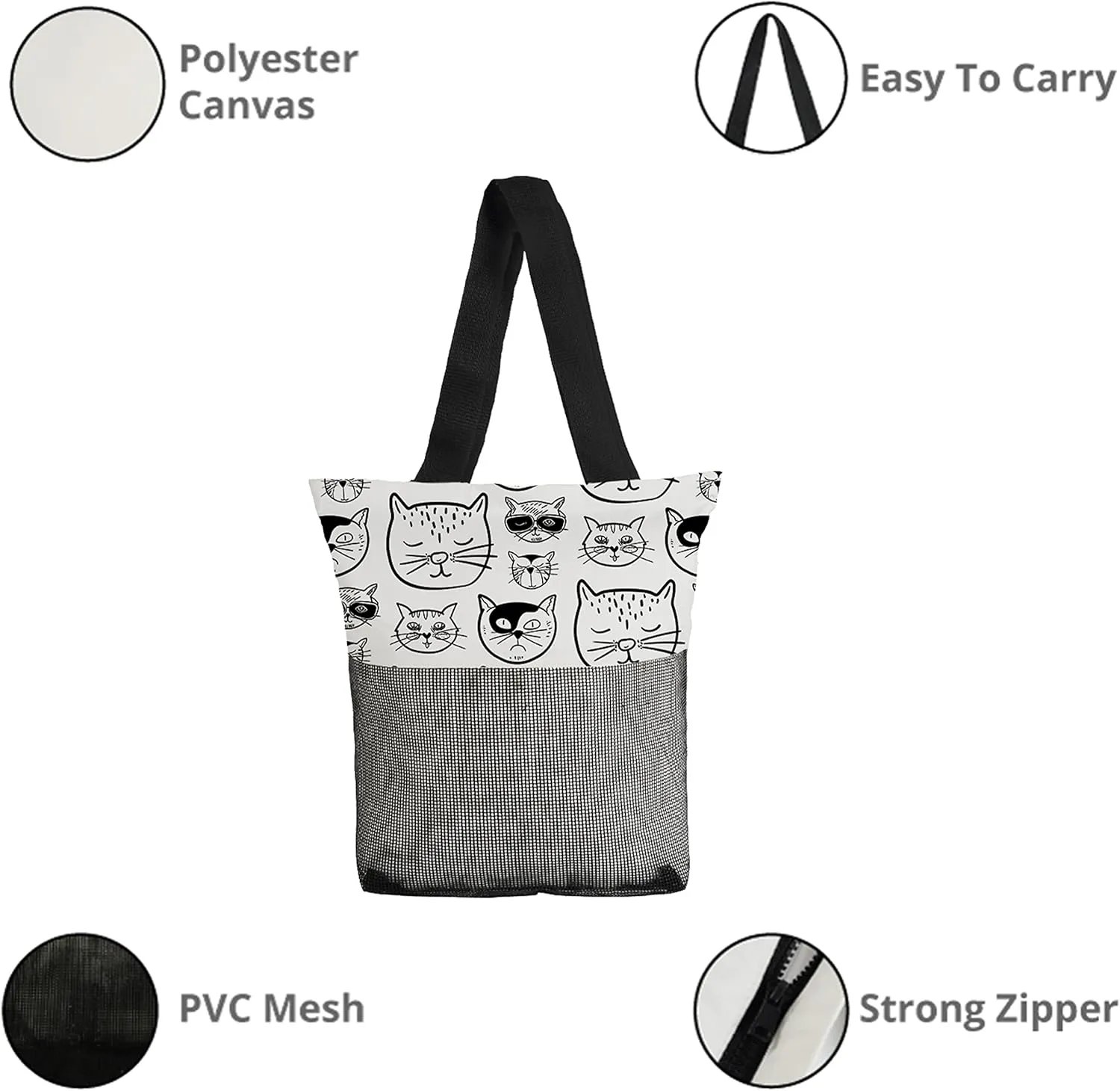 Beach Tote Bag Foldable Reusable Durable and Washable for Outdoor Travel Shopping Gym, Stadium