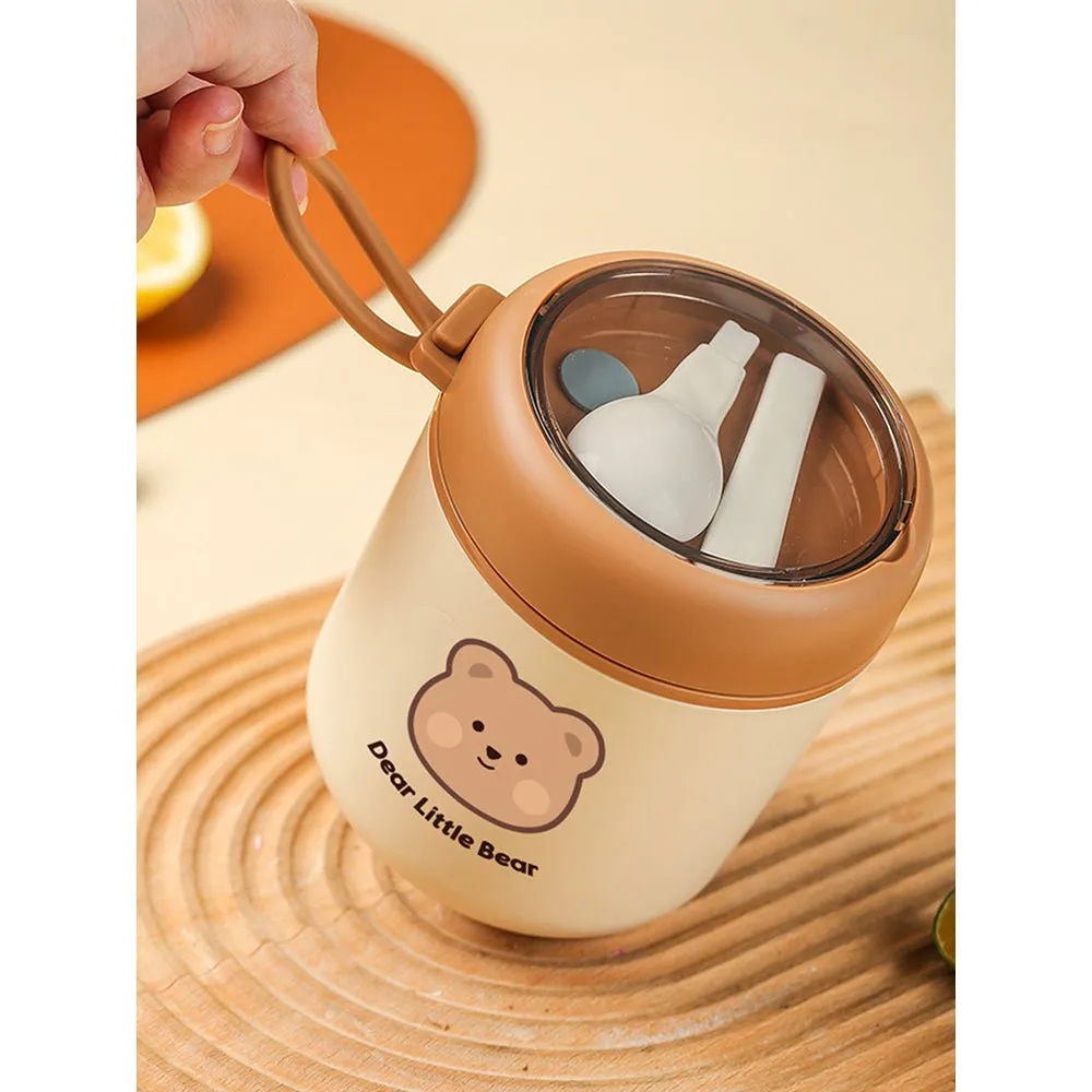 Bear , Stainless Steel Soup Box /Tiffin with Insulated Vertical Tiffin Bag with detachable Spoon for Kids and Adults.