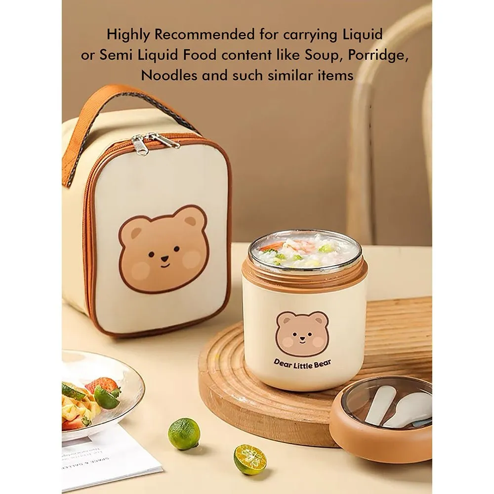 Bear , Stainless Steel Soup Box /Tiffin with Insulated Vertical Tiffin Bag with detachable Spoon for Kids and Adults.