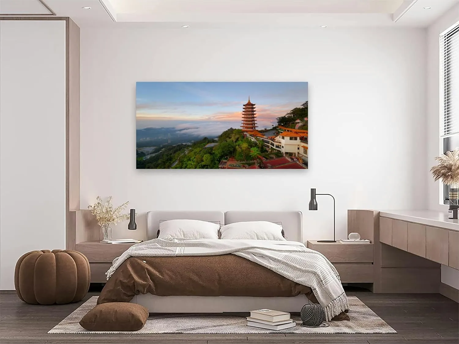 Beautiful sunrise view at the chinese Chin Swee Caves Temple Genting H Canvas Wall Art Decor Paintings Pictures for Bedroom Wall Decor Above Bed Living Room Wall Decoration Bathroom Office Artwork