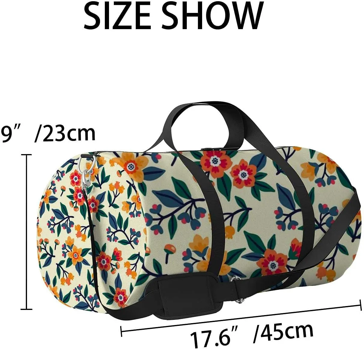 Beautiful Yellow Orange Flowers Sports Duffel Bag Travel Gym Tote Bags Lightweight Durable Shoulder Strap Waterproof Polyester Outside Mesh Pocket Overnight Trip Duffel Bag for Women Men