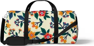 Beautiful Yellow Orange Flowers Sports Duffel Bag Travel Gym Tote Bags Lightweight Durable Shoulder Strap Waterproof Polyester Outside Mesh Pocket Overnight Trip Duffel Bag for Women Men