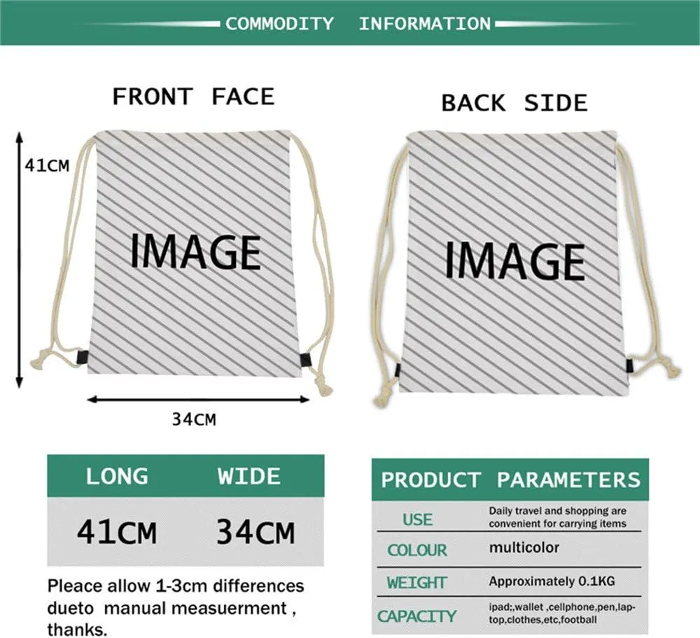 Beauty Collector Skull Print Soft Rucksack Cool Travel Drawstring Backpack Shoulder Bag One_Size