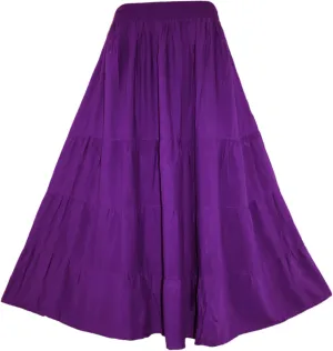 Beautybatik Women Boho Gypsy Long Maxi Tiered Peasant Skirt Plus Size XL to 3X
