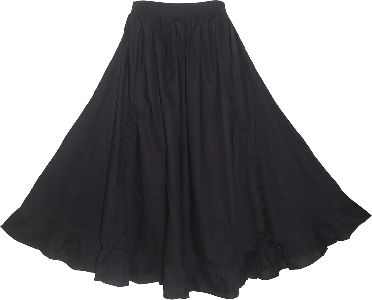 Beautybatik Women Cotton Boho Gypsy Long Maxi Victorian Renaissance Plus Size Flare Skirt 1X 2X 3X