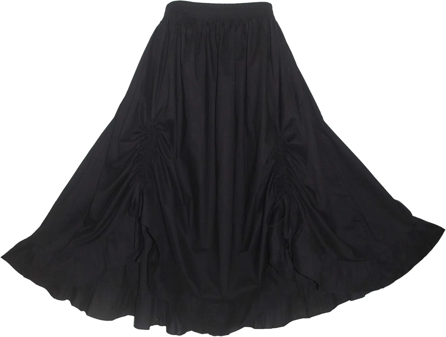Beautybatik Women Cotton Boho Gypsy Long Maxi Victorian Renaissance Plus Size Flare Skirt 1X 2X 3X