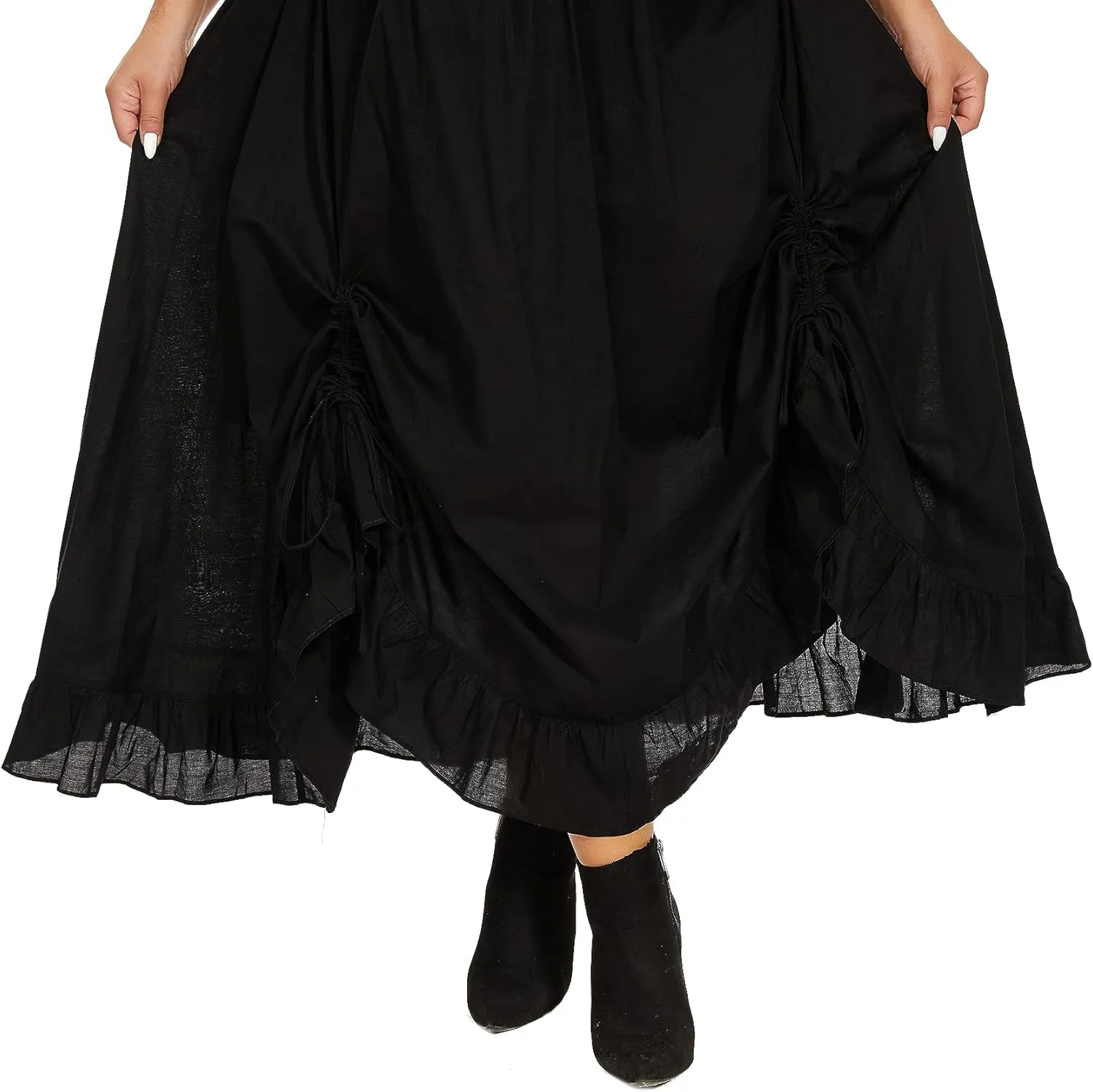 Beautybatik Women Cotton Boho Gypsy Long Maxi Victorian Renaissance Plus Size Flare Skirt 1X 2X 3X