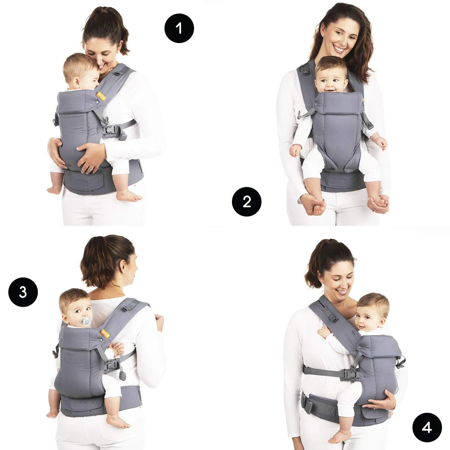 Beco Baby Carrier Gemini Newborn to Toddler-Front, Back and Hip Seat Carrier,Baby Carrier Backpack & Baby Front Carrier with Adjustable Seat,Ergonomic Baby Holder 7-35lbs (Organic Metro Black)