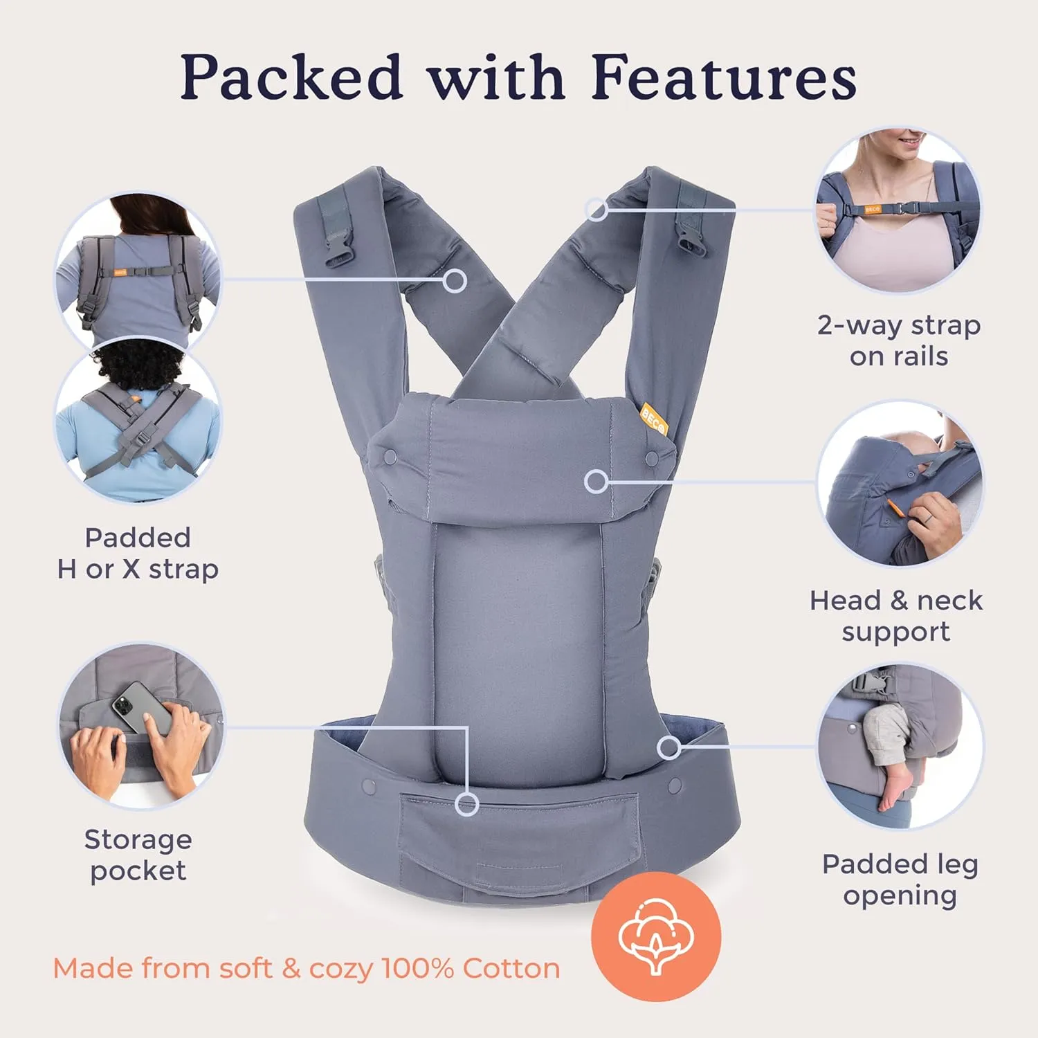 Beco Baby Gemini Newborn to Toddler Carrier - Front, Back and Hip Seat, Backpack & Front Carrier With Adjustable Seat, Ergonomic Holder 7-35lbs (Carina Nebula)