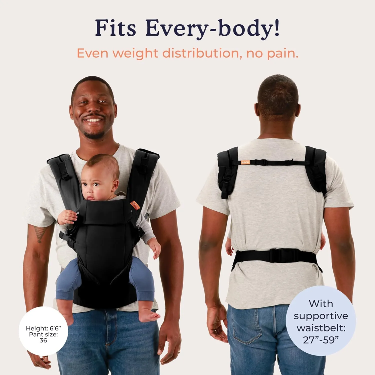 Beco Gemini Baby Carrier Metro Black - Multi-Position Soft Structured Sling w/ Adjustable Straps & Comfort Padding for Infant/Toddler Hip Support