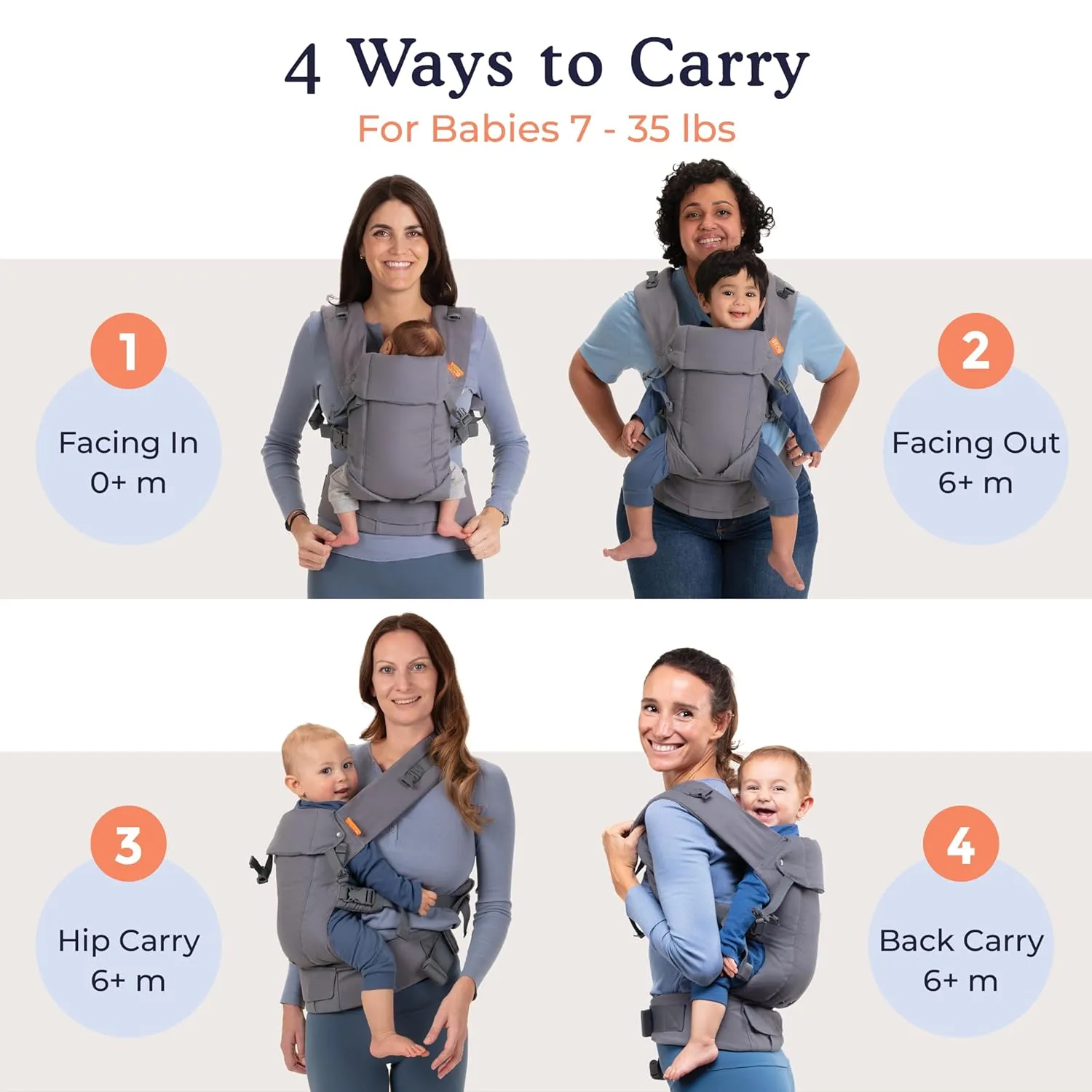 Beco Gemini Baby Carrier Newborn to Toddler - Front, Back and Hip Seat Carrier, Baby Carrier Backpack & Baby Front Carrier with Adjustable Seat, Ergonomic Baby Holder Carrier 7-35lbs (Dark Zebra)