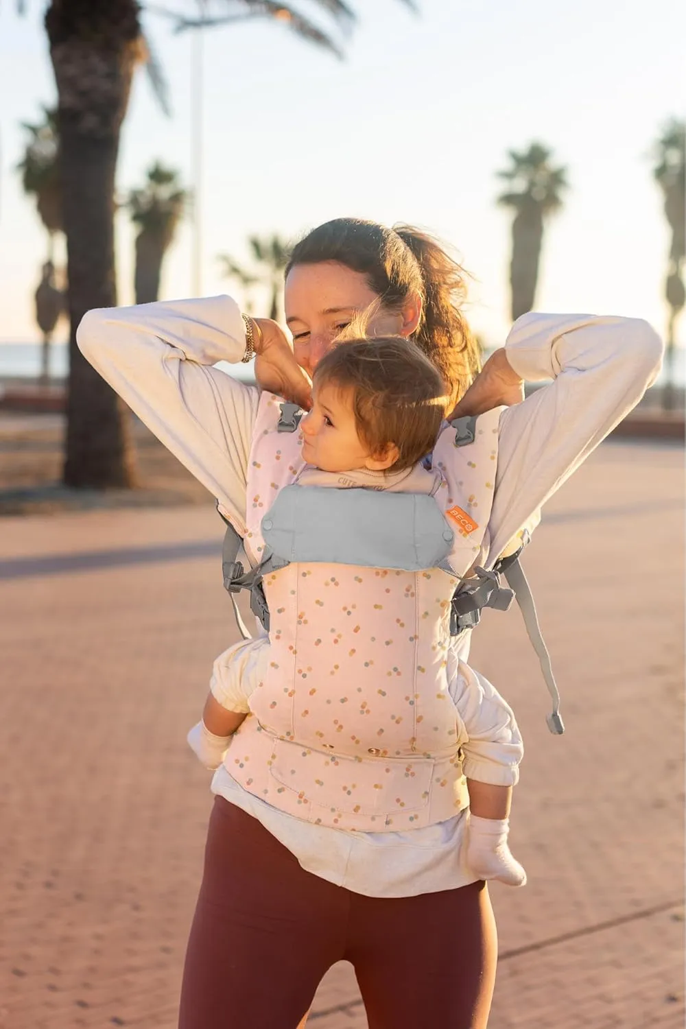 Beco Gemini Baby Carrier Newborn to Toddler - Front, Back and Hip Seat Carrier, Baby Carrier Backpack & Baby Front Carrier with Adjustable Seat, Ergonomic Baby Holder Carrier 7-35lbs (Dots)