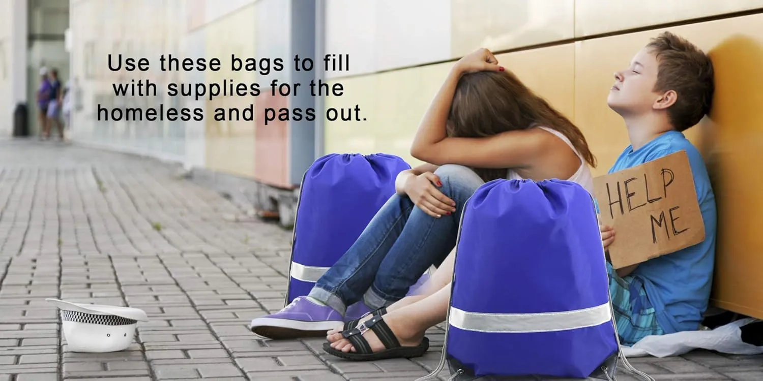 BeeGreen 20 Pieces Royal Blue Drawstring Backpacks Bags Bulk, String Bags Reflective Cinch Sack, DIY Blank Drawstring Bags for Women and Men