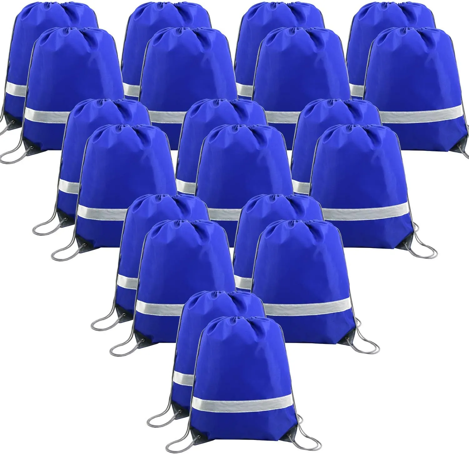 BeeGreen 20 Pieces Royal Blue Drawstring Backpacks Bags Bulk, String Bags Reflective Cinch Sack, DIY Blank Drawstring Bags for Women and Men