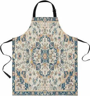 Beige Boho Ethnic Waterproof Apron With Pockets,Bohemian Vintage Tribal Southwestern Floral Kitchen Chefs Bib Cooking BBQ Grill Bake Adjustable Aprons for Women Home Garden Grooming Painting Gardening