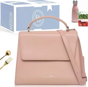 Beige Tan Medium Insulated Lunch Bag for Women for Work, Aesthetic Lunch Boxes and Classy Tote Bag Purse with Strap, Professional Ladies Lunch Bags, Chic Lunch Box for Women, the Office and Workplace